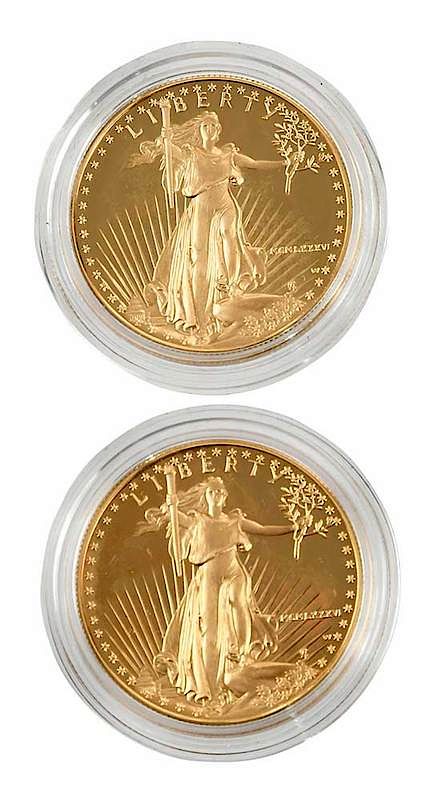 Appraisal: Two -W Proof Gold American Eagles pair of one-ounce coins