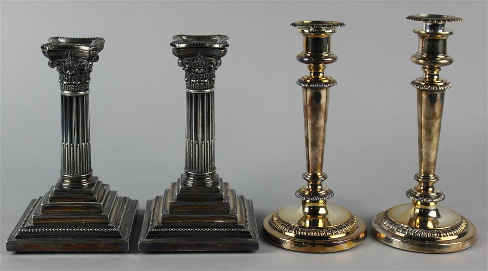 Appraisal: PAIR OF SHEFFIELD PLATED CANDLESTICKS ca double sunburst marks for