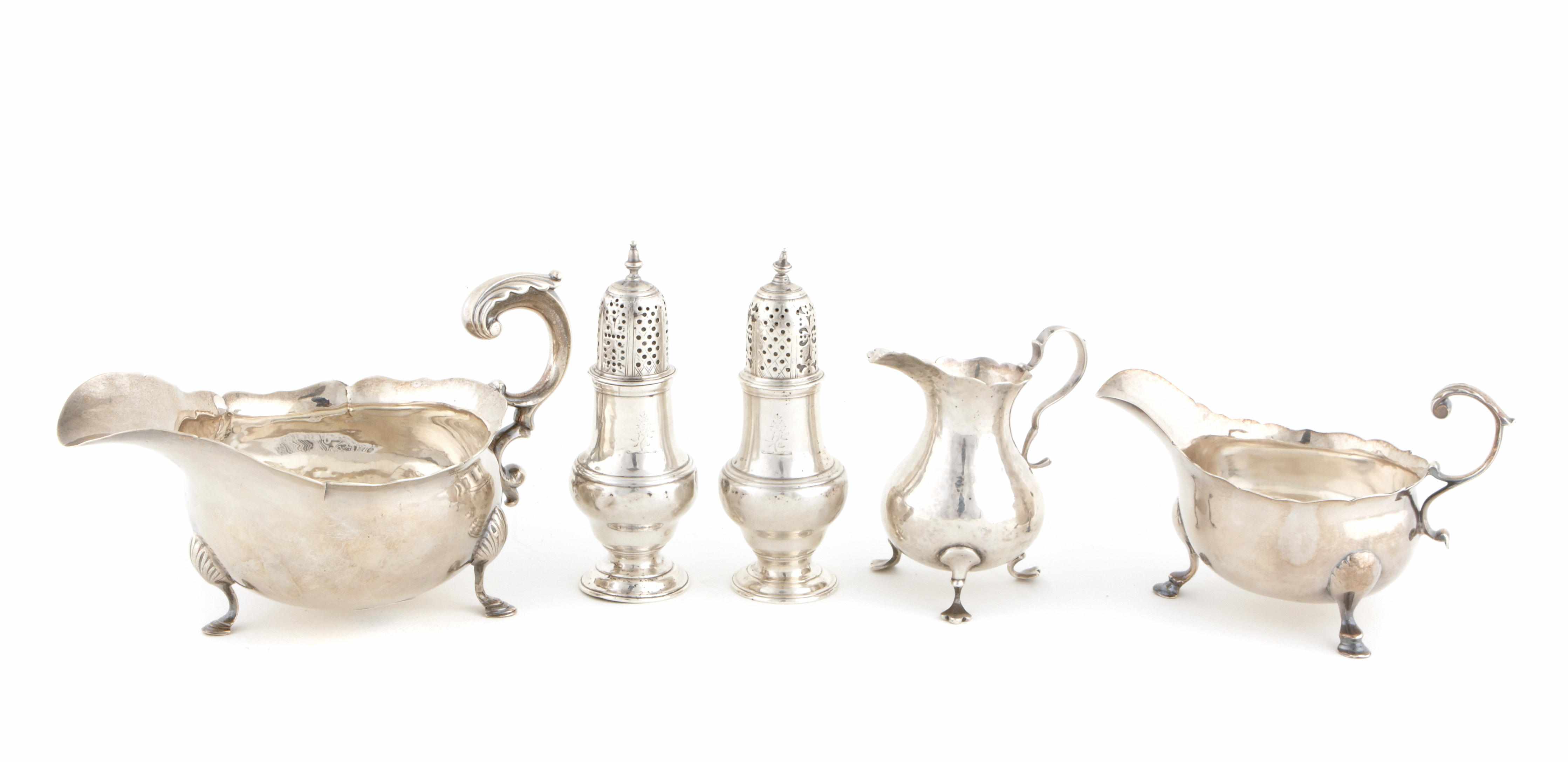 Appraisal: An assembled group of Georgian sterling silver hollowware th century