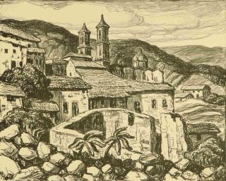 Appraisal: BIRGER SANDZEN - PENCIL SIGNED LITHOGRAPH Titled 'Glimpse of Taxco'