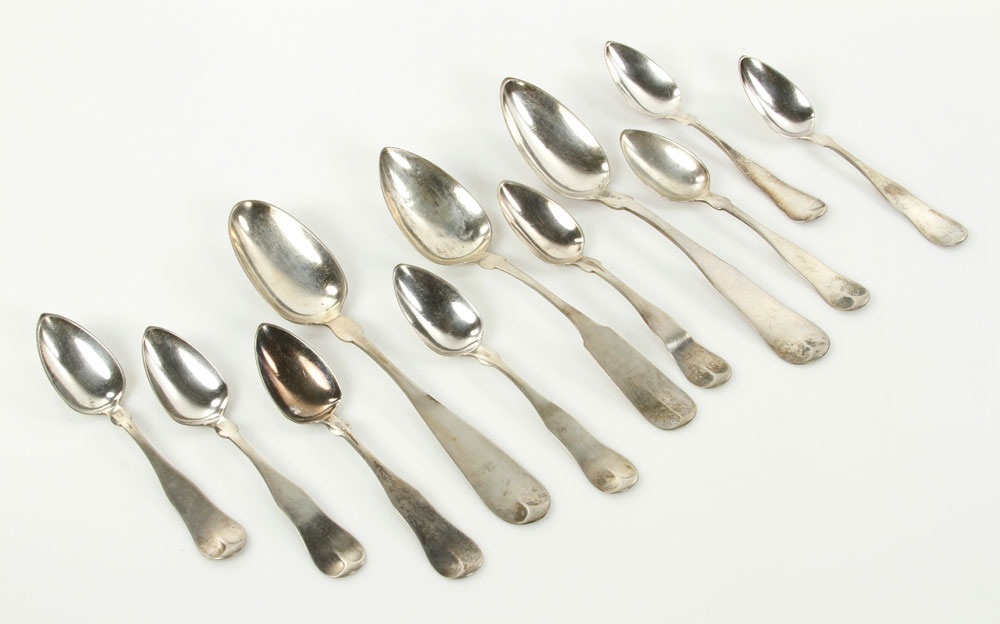 Appraisal: - Lot of Coin Silver Spoons Eleven coin silver spoons