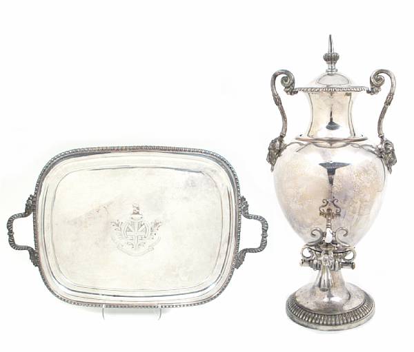 Appraisal: A Victorian electroplated hot water urn Height in Together with