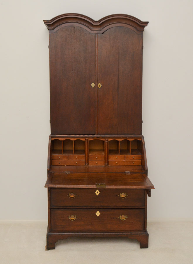 Appraisal: GEORGIAN DOUBLE DOMED BUREAU CABINET Most likely a marriage th