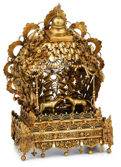 Appraisal: Sino Tibetan gilt copper shrinelate th century