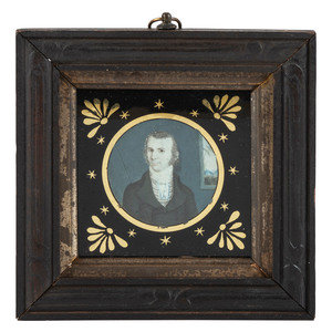 Appraisal: A Miniature Watercolor Portrait of a Gentleman Circa s in