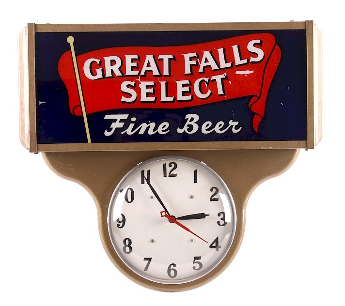 Appraisal: Original Great Falls Select Beer Lighted Clock This is an