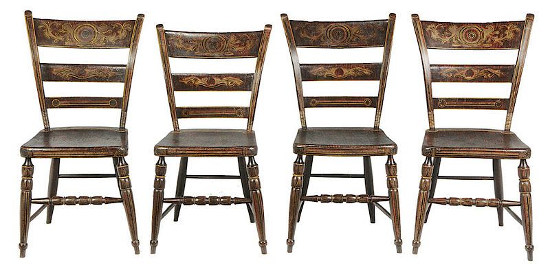 Appraisal: Set Four Fancy Painted Side Chairs American th century each