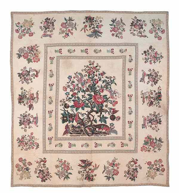 Appraisal: Appliqu broderie perse quilt early th c possibly New Jersey