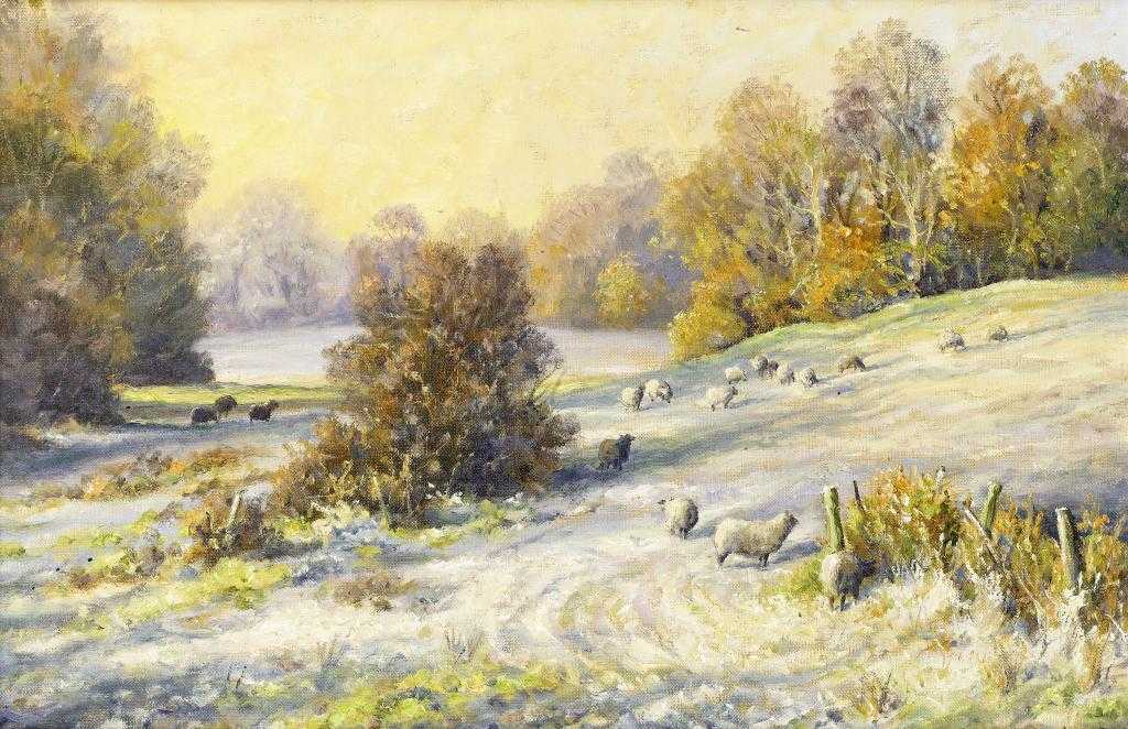 Appraisal: MERVYN GOODE - SHEEP AND AUTUMN MORNING FROST signed signed