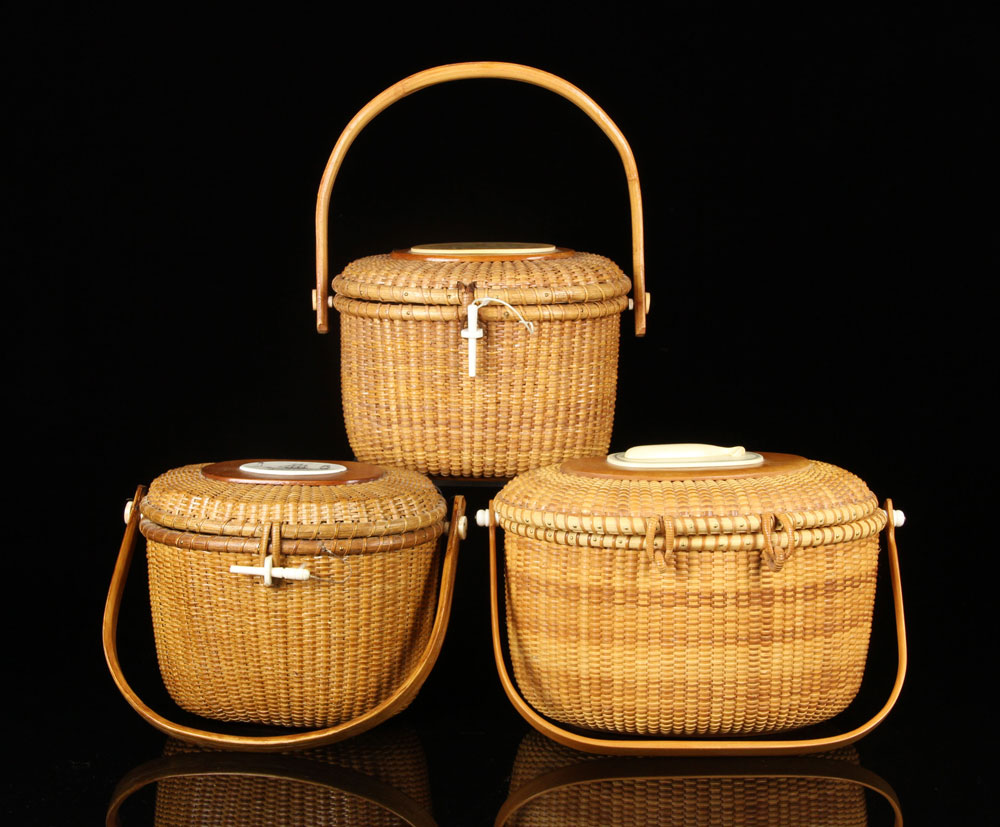 Appraisal: - Nantucket Baskets Lot of three Nantucket baskets to include