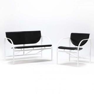 Appraisal: Stendig Loveseat and Chair s Spain white powder coated metal