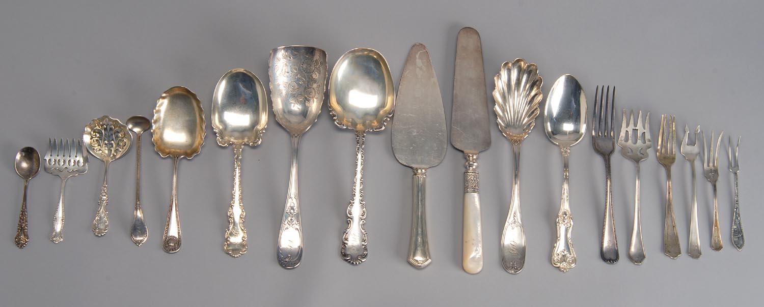 Appraisal: EIGHTEEN STERLING SILVER SERVING PIECES By various makers Includes two