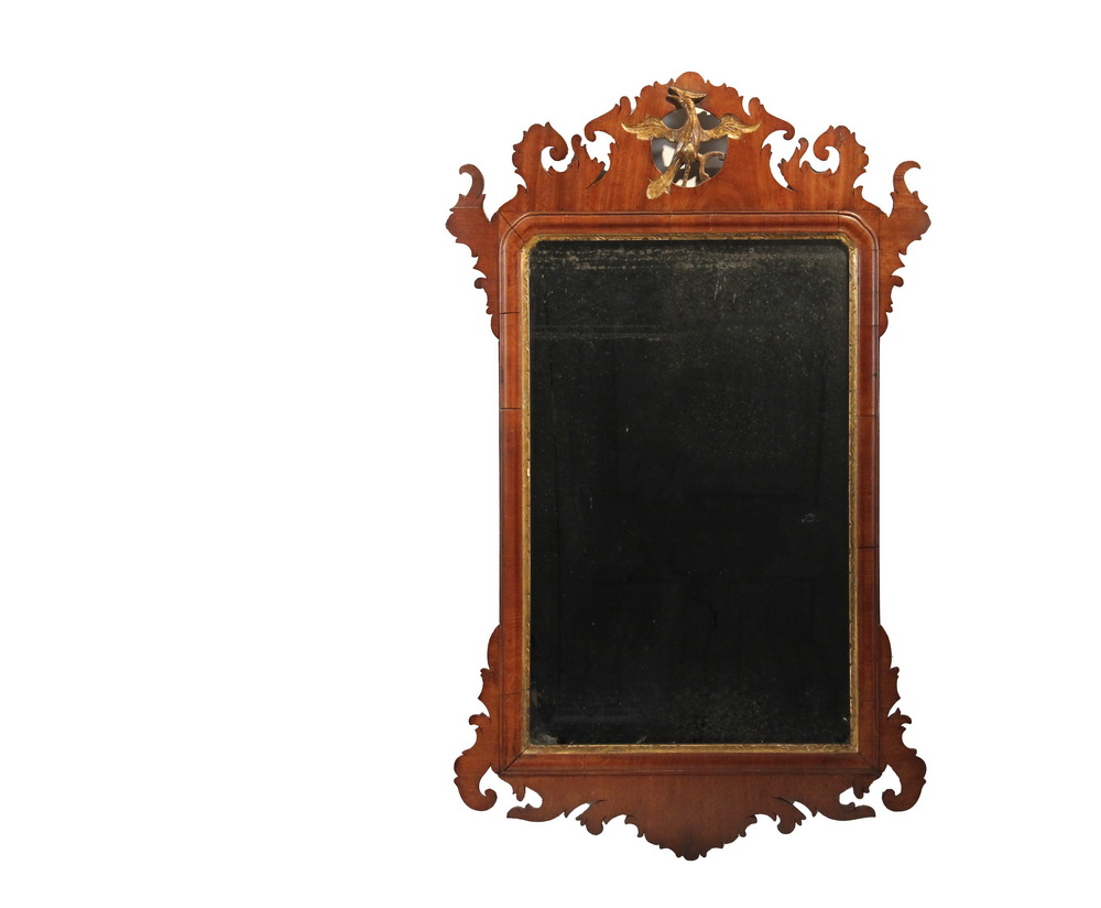 Appraisal: AMERICAN CHIPPENDALE MIRROR - Mahogany and Parcel Gilt Looking Glass