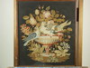 Appraisal: NEEDLEPOINT- Depicting doves flower and bowl in mahogany frame H