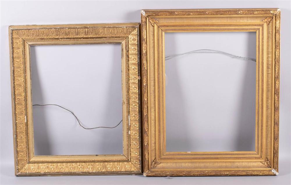 Appraisal: TWO GOLD LEAF PICTURE FRAMES ONE WITH FLUTED AND FOLIATE