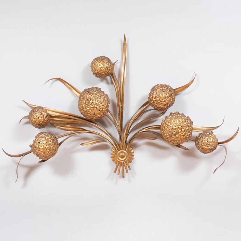 Appraisal: Gilt-Metal Seven-Light Wall Light in the Form of Flowerheads and