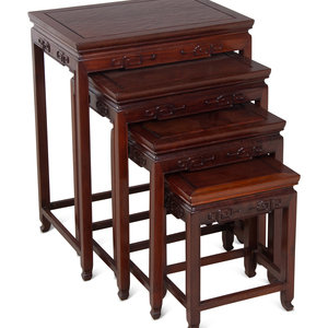 Appraisal: A Set of Four Chinese Possibly Huanghuali Nesting Tables th