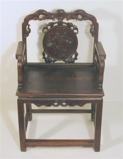 Appraisal: Pair of Chinese hongmu hall chairs th th century Of