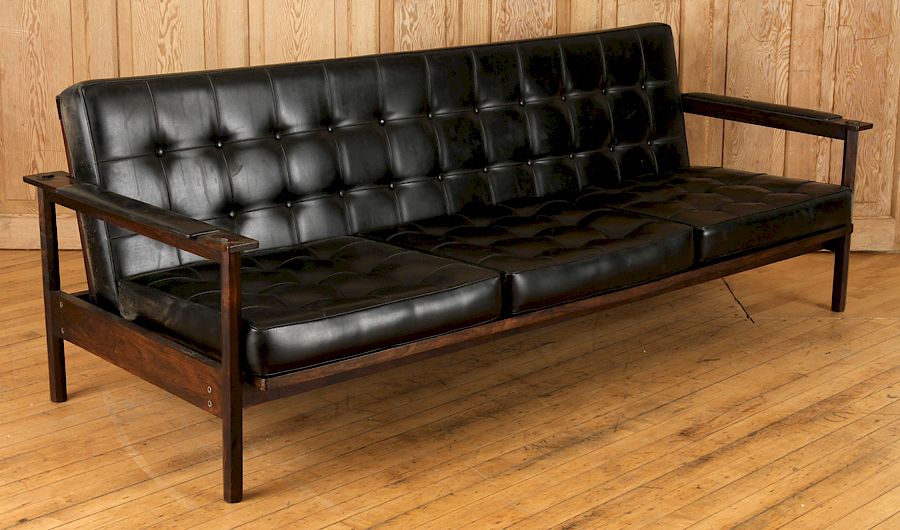 Appraisal: ROSEWOOD ADJUSTABLE OPEN ARM SOFA C A rosewood adjustable open