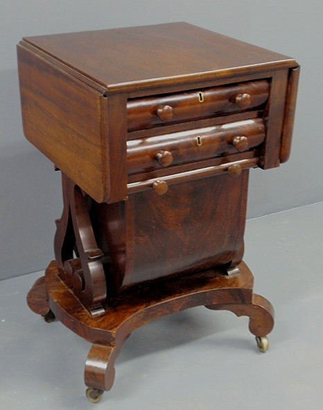 Appraisal: Fine Philadelphia mahogany work or sewing table c with a