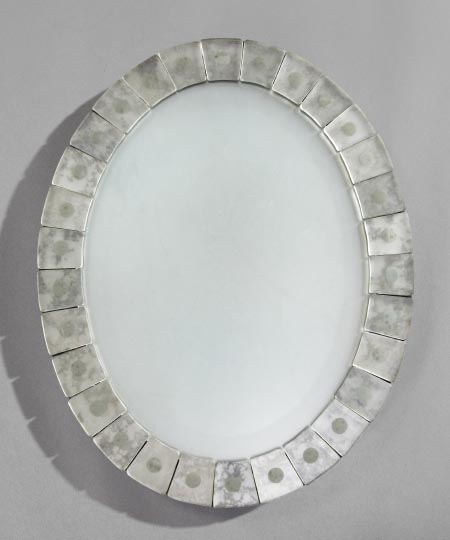 Appraisal: English Mirrored Glass-Veneered Oval Looking Glass second quarter th century