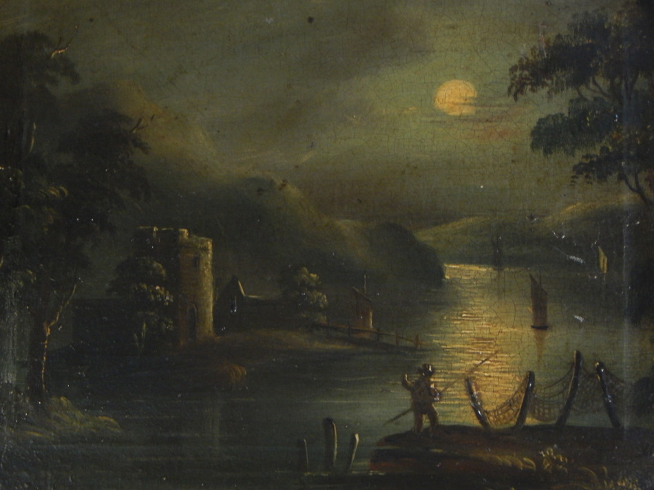 Appraisal: Studio of Sebastian Pether River landscape by moonlight oil on