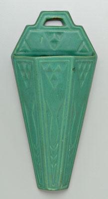 Appraisal: Roseville Egypto wall pocket geometric designs on matte green ground