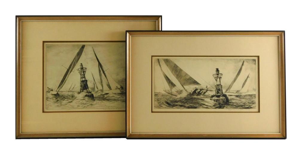 Appraisal: Two yacht racing etchings by Yngve Edward Soderberg American -