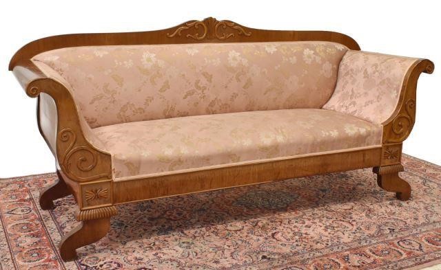 Appraisal: Biedermeier sofa mid th c the backrest with carved foliate