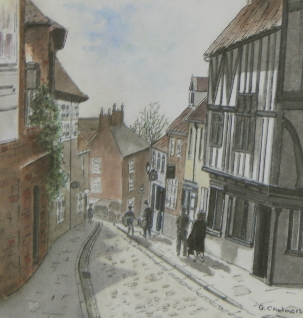 Appraisal: Graham G Chalmers Steep Hill Lincoln mixed media signed lower