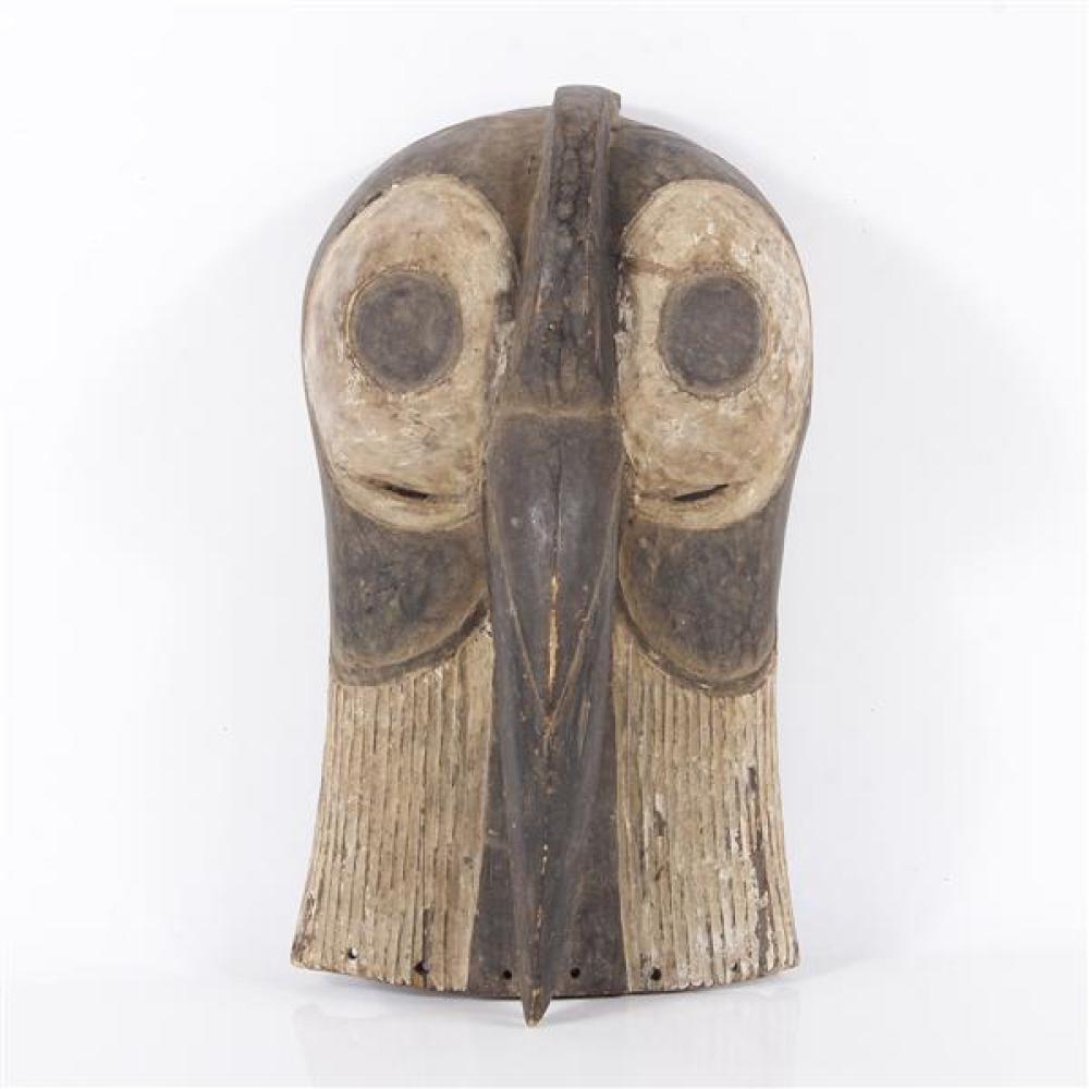 Appraisal: AFRICAN SONGYE KIFWEBE ZOOMORPHIC CARVED AND POLYCHROME WOOD BIRD OWL