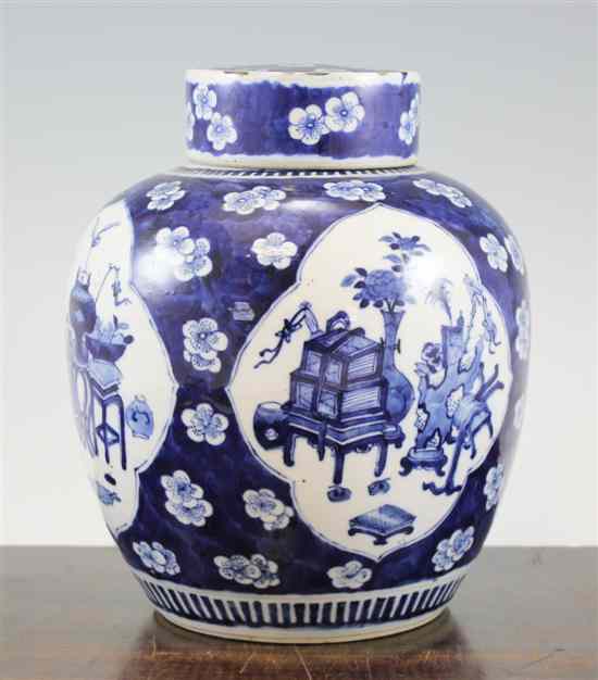 Appraisal: A Chinese blue and white ovoid jar and cover Kangxi