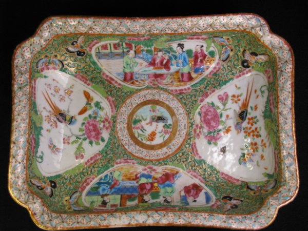 Appraisal: Mid th century Chinese porcelain rose medallion square dish Measures