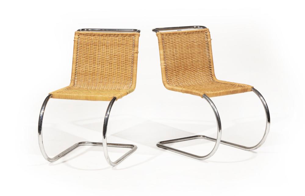 Appraisal: Pair of Italian Cesca-Style Chrome Side Chairs woven back and