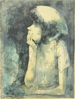 Appraisal: Signed Lansing Young girl in blue tones signed and numbered