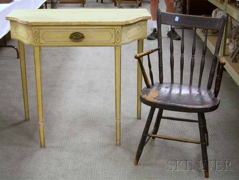 Appraisal: Yellow-painted and Decorated Federal Pine Dressing Table and a Black-painted