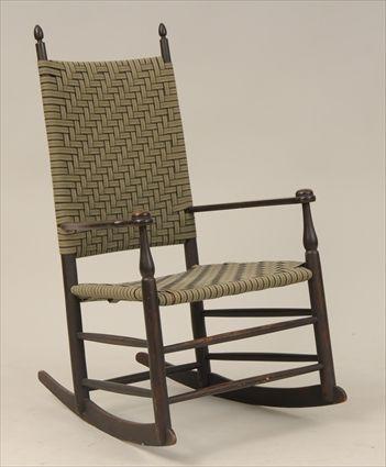 Appraisal: Shaker Rocking Chair with Woven Tape Seat and Back x