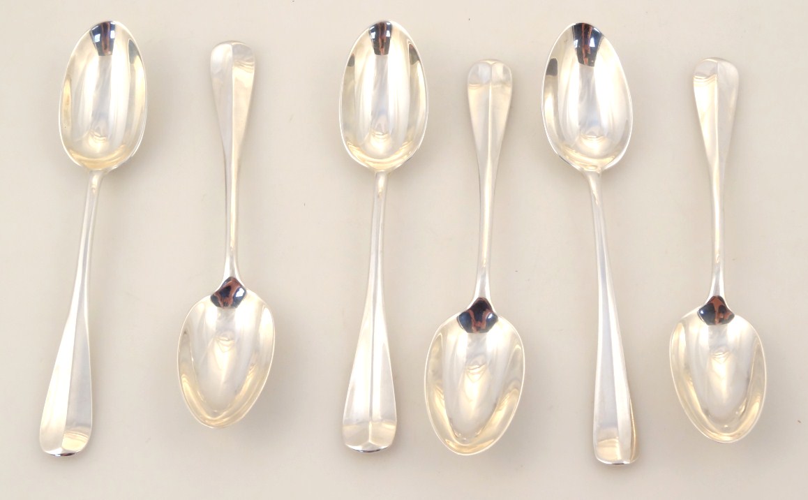 Appraisal: A set of six silver rattail teaspoons Old English pattern