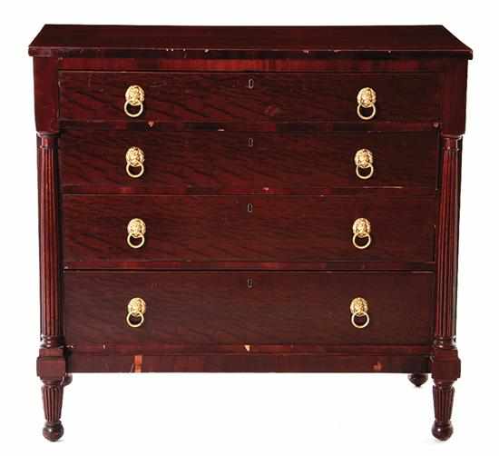 Appraisal: Late Federal mahogany chest of drawers possibly Pennsylvania circa rectangular