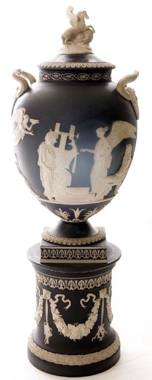 Appraisal: RARE AND LARGE WEDGWOOD BLACK DIP JASPER APOTHEOSIS OF HOMER