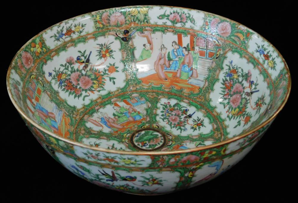 Appraisal: ASIAN Chinese Export porcelain punchbowl th C Rose Medallion pattern