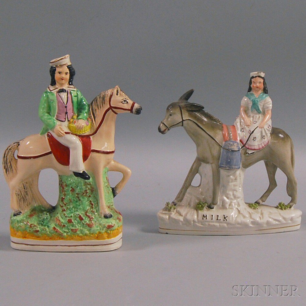 Appraisal: Two Staffordshire Pottery Figures England th century one of a