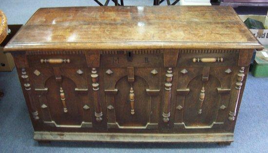 Appraisal: An th Century oak chest initialled M B cm wide