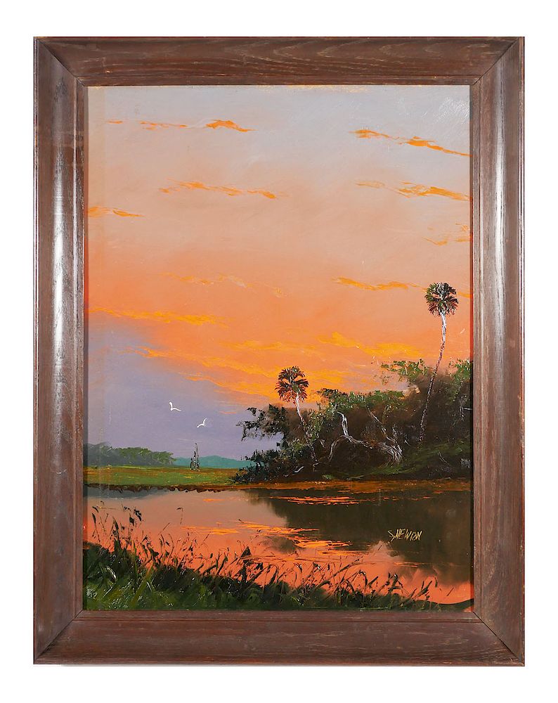 Appraisal: SAM NEWTON Highwaymen Landscape Painting Sam Newton b Highwaymen painting