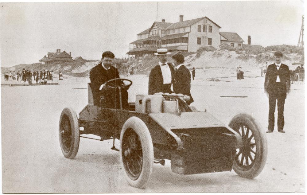 Appraisal: VINTAGE REAL HISTORICAL PHOTO CAR RACINGVintage print photo from original