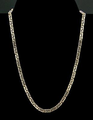 Appraisal: Gold scroll link necklace flattened kt yellow gold pierced links