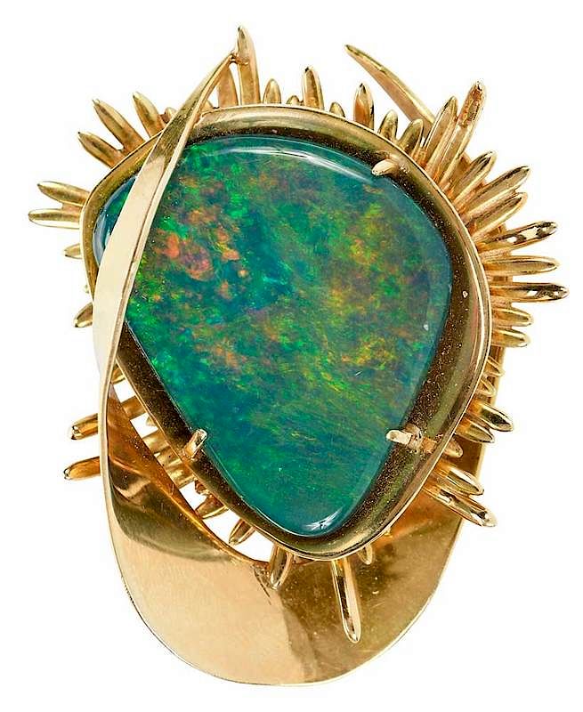 Appraisal: kt Brooch Pendant irregular shape opal doublet stamped K yellow