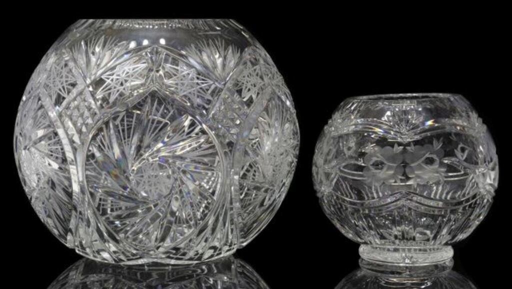 Appraisal: lot of Cut crystal rose bowls including in alternating buzz