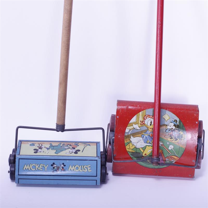 Appraisal: Two Ohio Art Mickey Mouse Tin Litho Toy Sweepers Circa