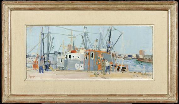 Appraisal: ZENDER RUDOLF R ti - Winterthur In harbor Oil on